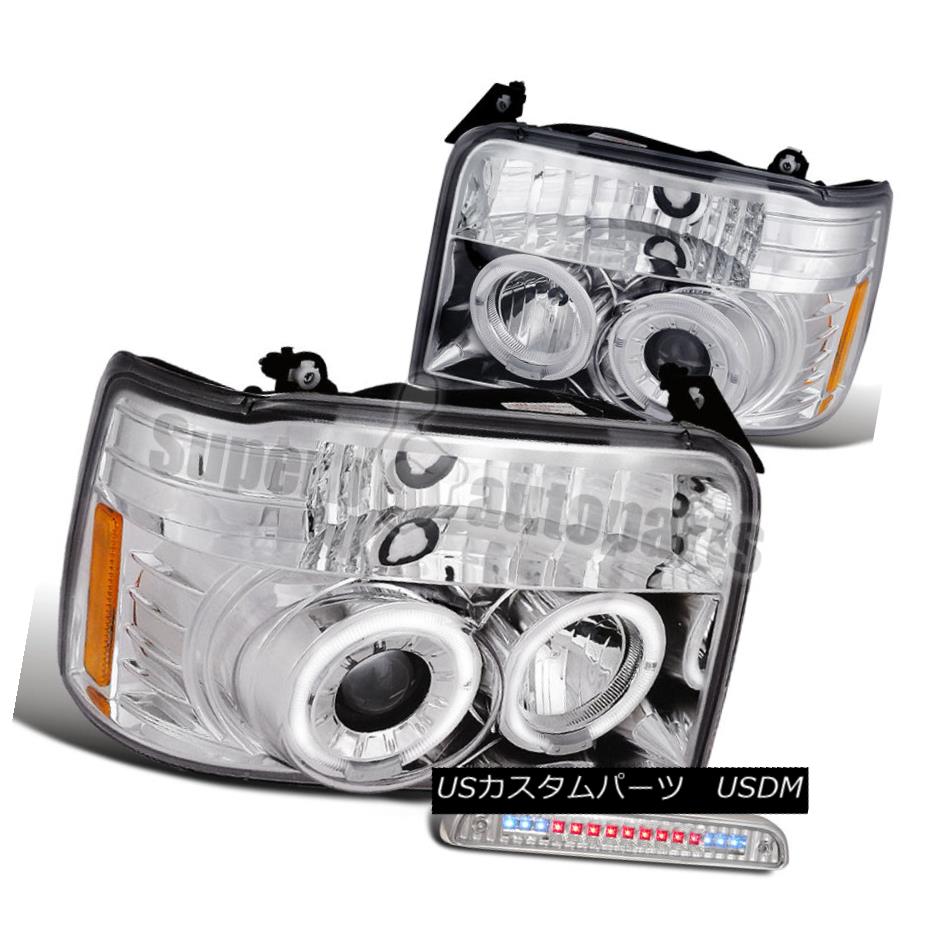 ヘッドライト 1992-1996 F150/F250 Bronco Halo Projector Clear Headlights+LED Third Brake Lamp 1992-1996 F150 / F250ブロンコハロープロジェクタークリアヘッドライト+ LED第3ブレーキランプ 【並行輸入品】