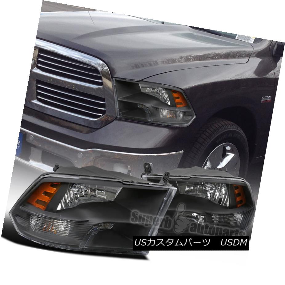 ヘッドライト 2009-2017 Dodge Ram 1500 2500 3500 Euro Quad Headlight Head Lamps Black 2009-2017 Dodge Ram 1500 2500 3500ユーロクワッドヘッドライトヘッドランプブラック 【並行輸入品】