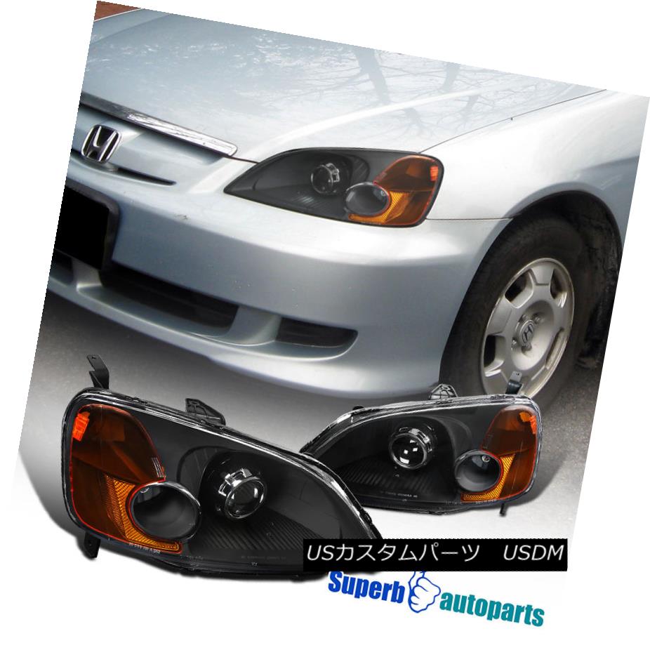 激安大特価 ライト ランプ Head Headlights Projector Civic Honda Fit 01 03 Style Retrofit ヘッドライト Lamps Civicプロジェクターヘッドライトヘッドランプブラックペア Honda 改造スタイル01 03 Pair Black Fkm Unej Ac Id