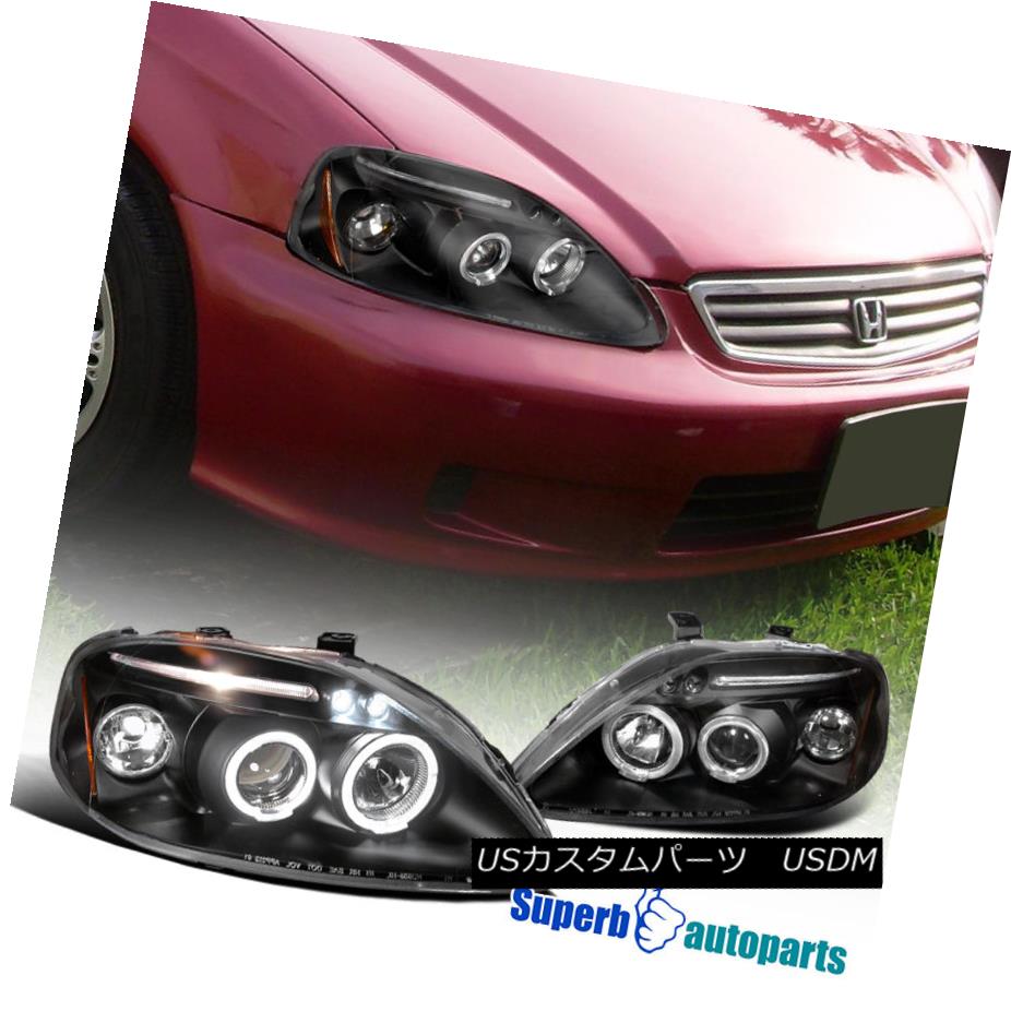 ヘッドライト For 1999-2000 Civic Dual Halo Led Projector Headlight Lamp Black SpecD Tuning 1999-2000 Civic Dual Halo LedプロジェクターヘッドライトランプBlack SpecD Tuning 【並行輸入品】