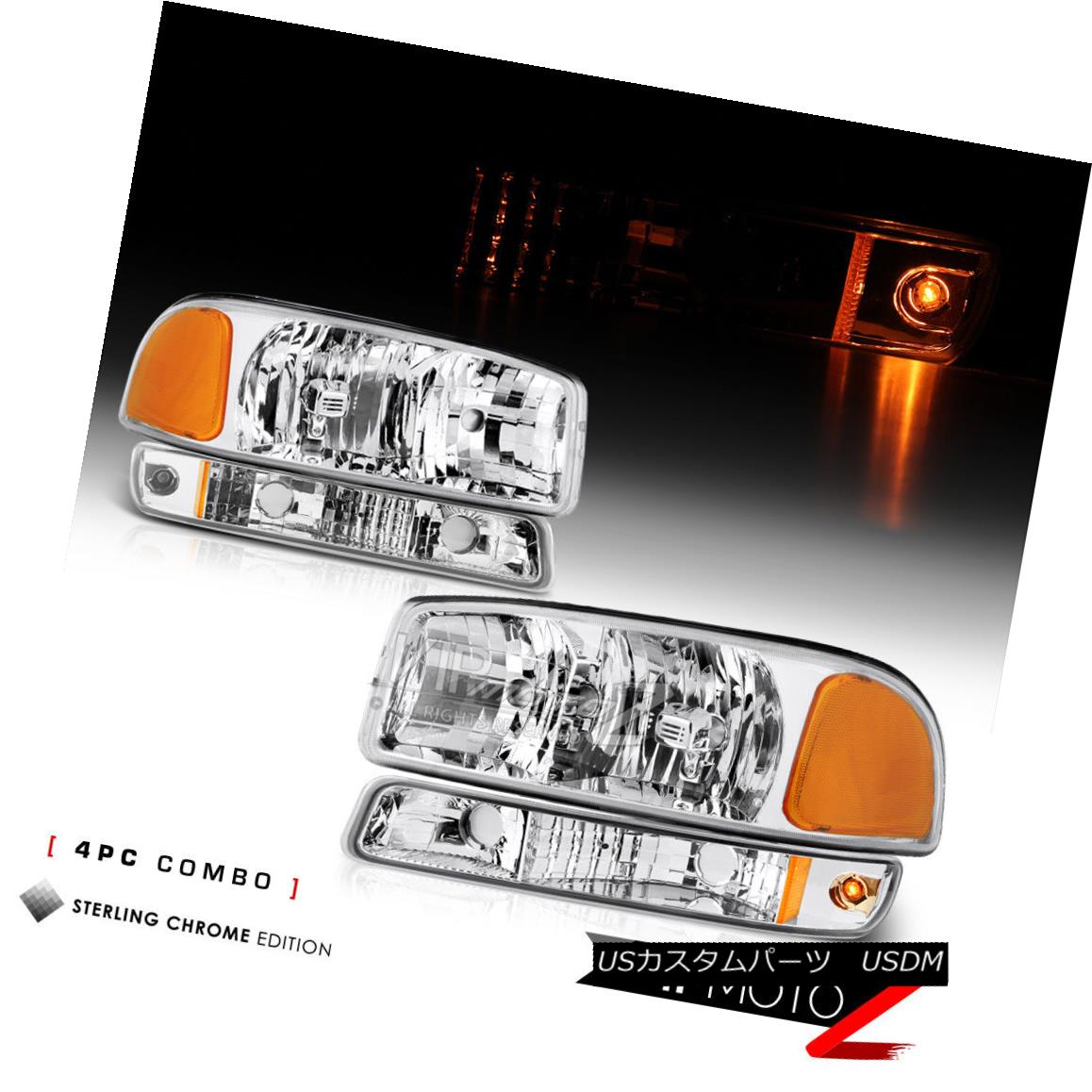 ヘッドライト [4PC COMBO] 2000-2006 GMC Sierra Yukon *Factory Style* Headlights Bumper Lamps [4PC COMBO] 2000-2006 GMC Sierra Yukon *工場スタイル*ヘッドライトバンパーランプ 【並行輸入品】