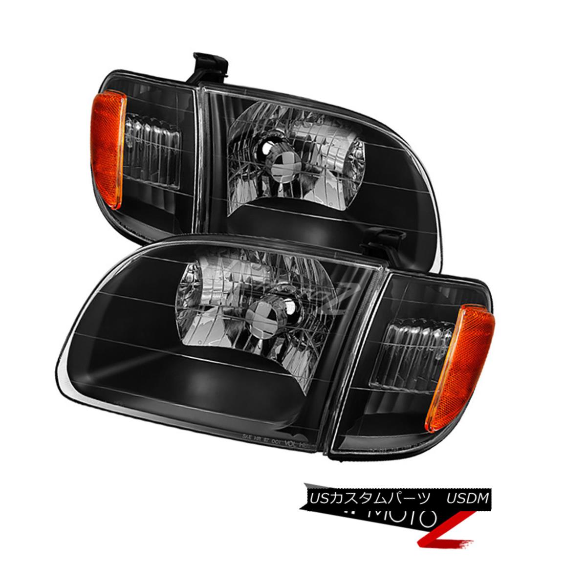 ヘッドライト 2000-2004 Toyota Tundra Access Standard Cab Black Headlights Corner Left Right 2000-2004トヨタトンドラアクセススタンダードキャブブラックヘッドライトコーナー左右 【並行輸入品】