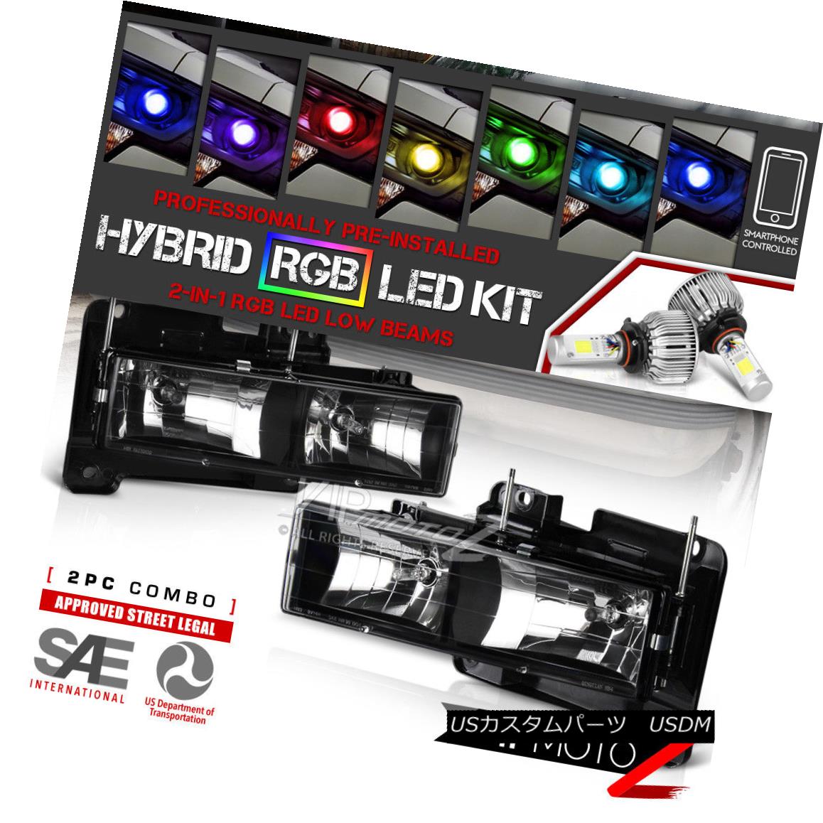 ヘッドライト Chevy C10 C/K Suburban Yukon Tahoe Headlamps [Remote Color LED Low Beam] 88-98 シボレーC10 C / K郊外のユーコンタホヘッドランプ[リモートカラーLEDロービーム] 88-98 【並行輸入品】