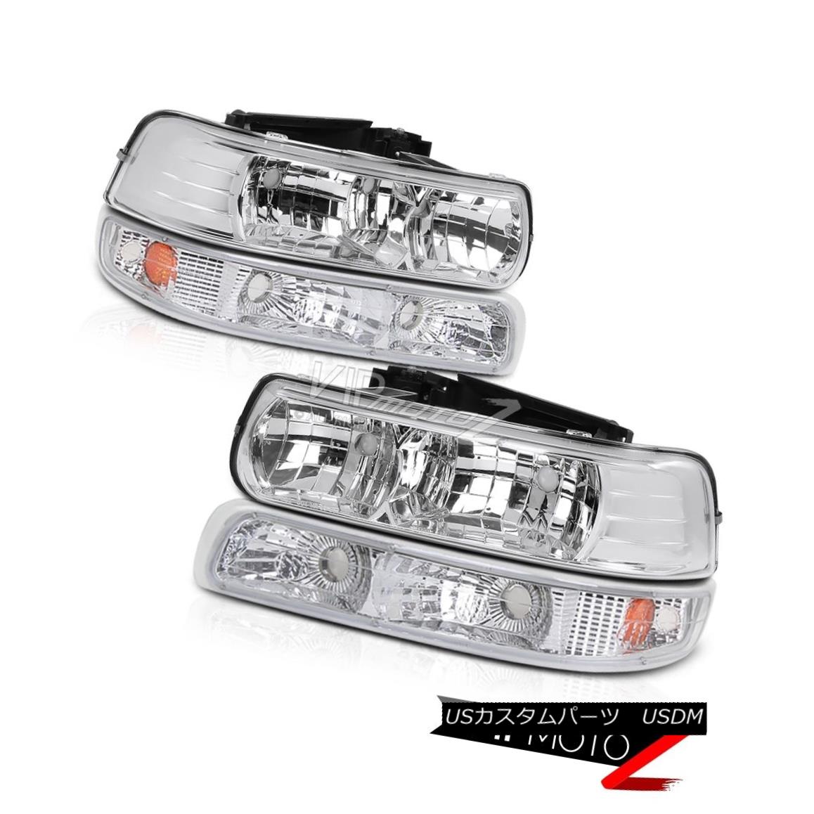 ヘッドライト L+R Clear Headlight+Bumper Parking Lamp w/ Amber Chevy 99-02 Silverado 1500/2500 L + Rクリアヘッドライト+バンプ 駐車ランプ/アンバーシボレー99-02 Silverado 1500/2500 【並行輸入品】