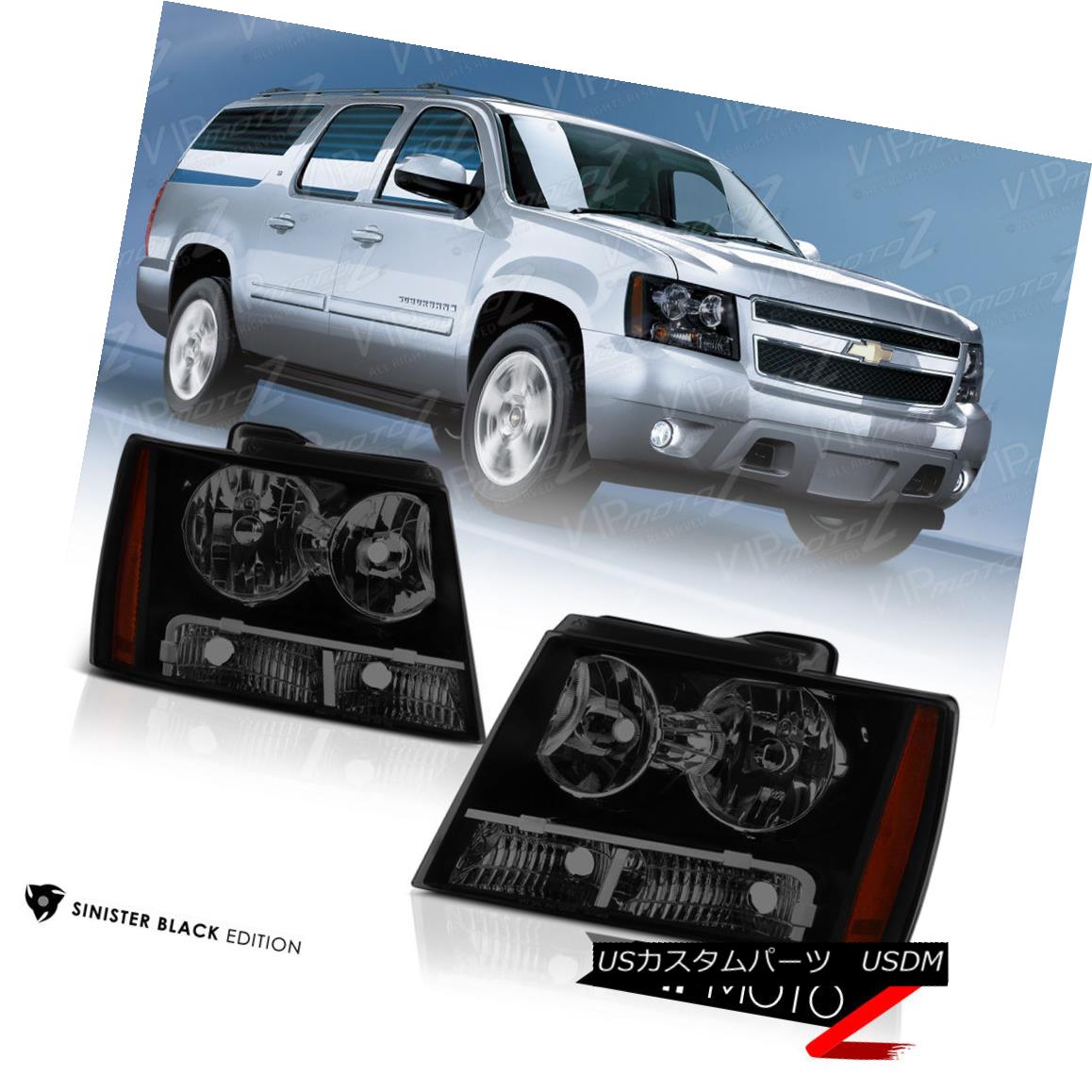 ヘッドライト 2007-2014 Tahoe Suburban Avalanche OE Style Sinister Black Headlights Left Right 2007-2014タホ郊外の雪崩OEスタイルの灰色の黒いヘッドライトは右に左 【並行輸入品】