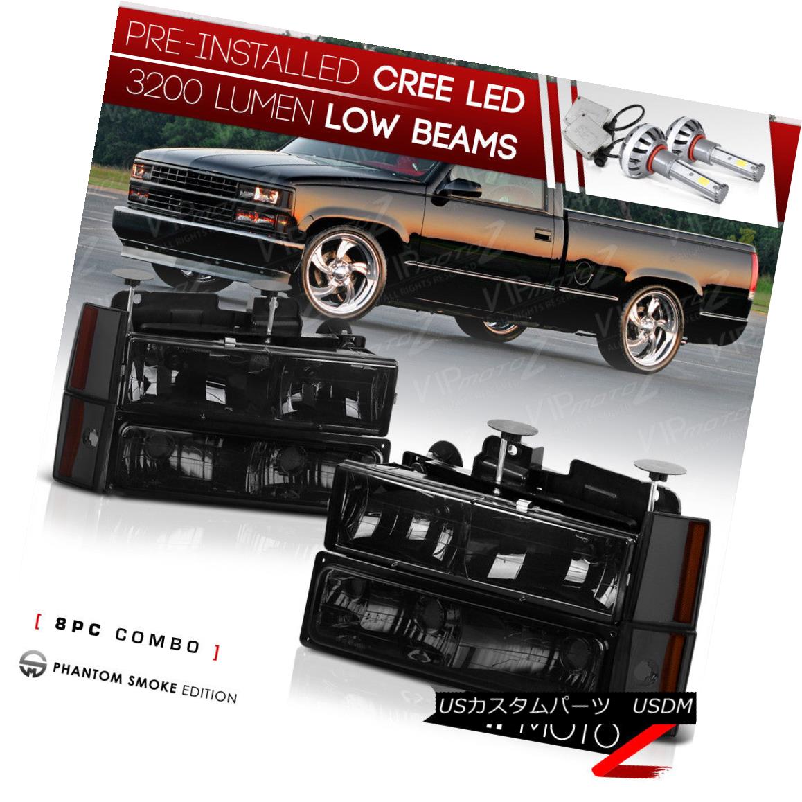ヘッドライト [BUILT-IN LED LOW BEAM] Smoke Headlights For 92-93 Chevy C/K Suburban Headlights [BUILT-IN LED LOW BEAM] 92-93シボレーC / K郊外ヘッドライト用のスモークヘッドライト 【並行輸入品】