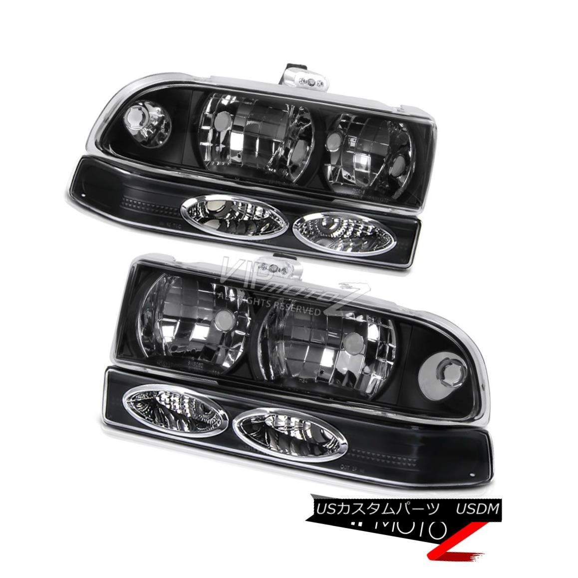 ヘッドライト Chevy 98-04 Blazer S10 Pickup V8 L+R Black Headlight+Bumper Parking Signal Lamp シェビー98-04ブレザーS10ピックアップV8 L + Rブラックヘッドライト+バンプ er駐車信号ランプ 【並行輸入品】