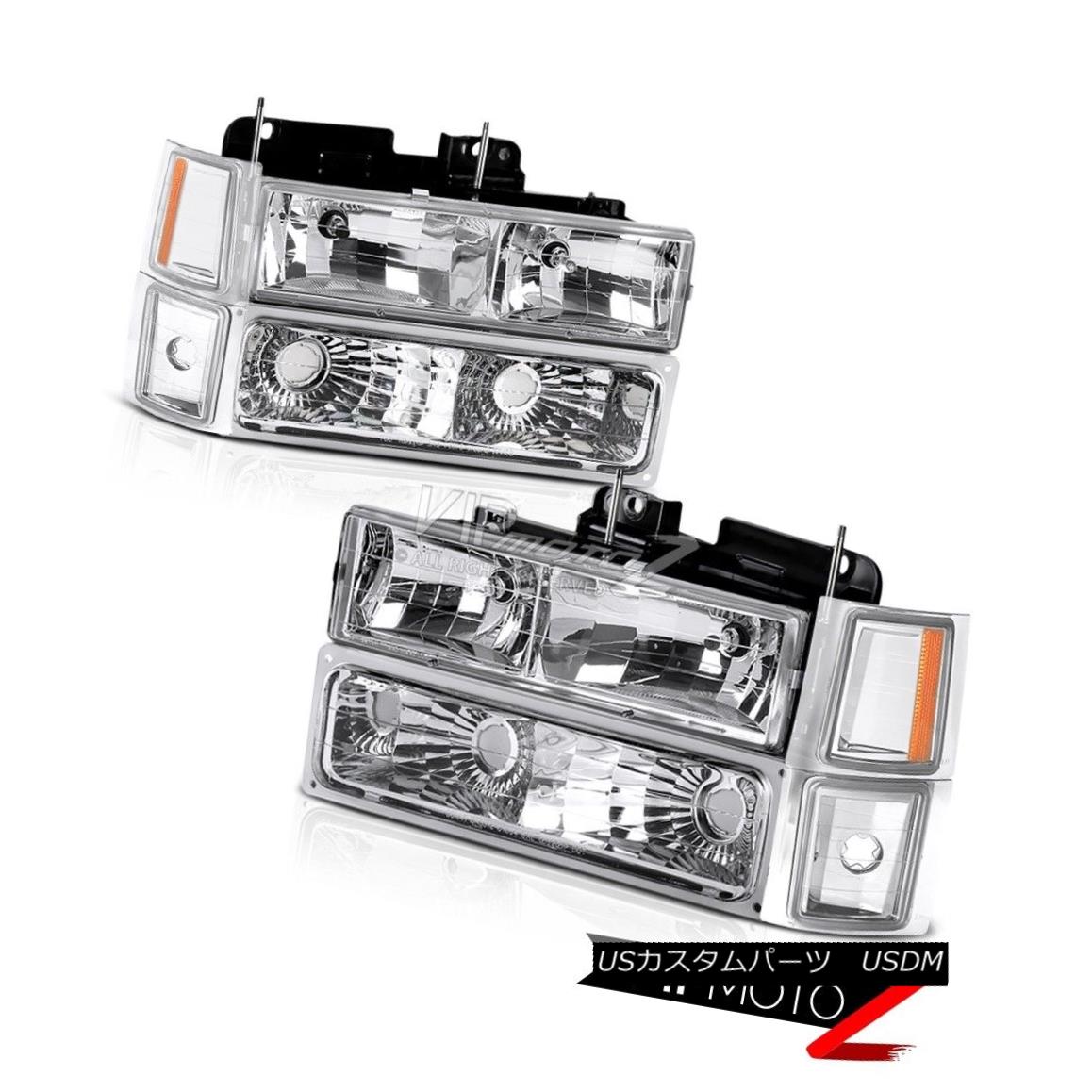 ヘッドライト Chevrolet GMT400 2WD 4WD Silverado Suburban Tahoe Chrome Amber Headlight Unit シボレーGMT400 2WD 4WD Silverado郊外Tahoeクロームアンバーヘッドライトユニット 【並行輸入品】