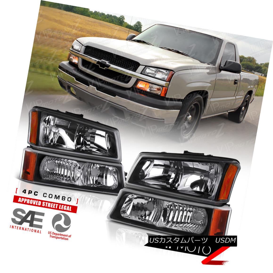 ヘッドライト 2003-2006 Chevy Silverado Avalanche 1500 2500 3500 Black Turn Signal Head Lights 2003-2006シボレーシルバラードアバランチ1500 2500 3500ブラックターンシグナルヘッドライト 【並行輸入品】