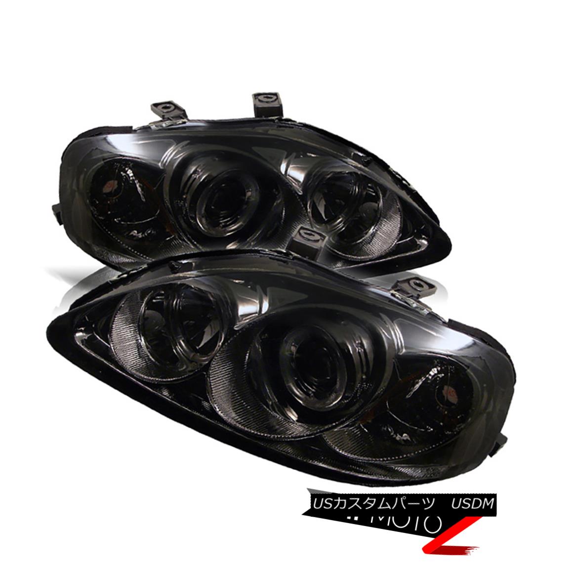 ヘッドライト Honda Civic 1999-2000 Dual Halo Projector Amber Smoke Headlights Left+Right Set ホンダシビック1999-2000デュアルヘイロープロジェクターアンバー煙ヘッドライト左+右セット 【並行輸入品】