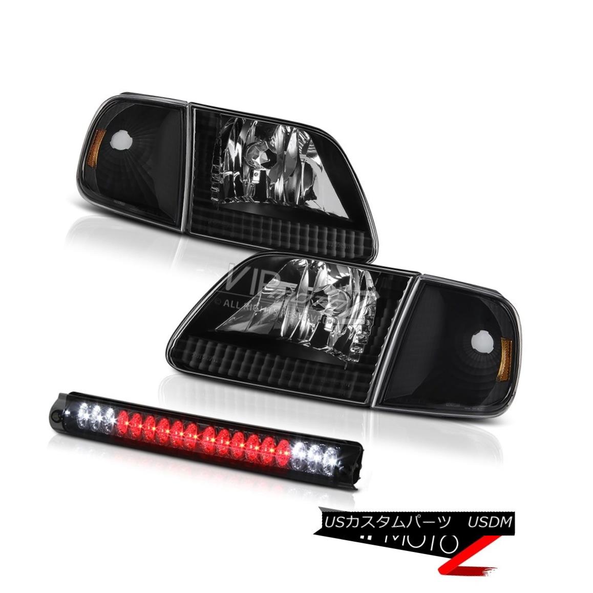 ヘッドライト 97-03 F150 XL Left Right Headlamp Matte Black Parking Signal High Stop LED Smoke 97-03 F150 XL左ライトヘッドランプマットブラックパーキング信号ハイストップLEDスモーク 【並行輸入品】