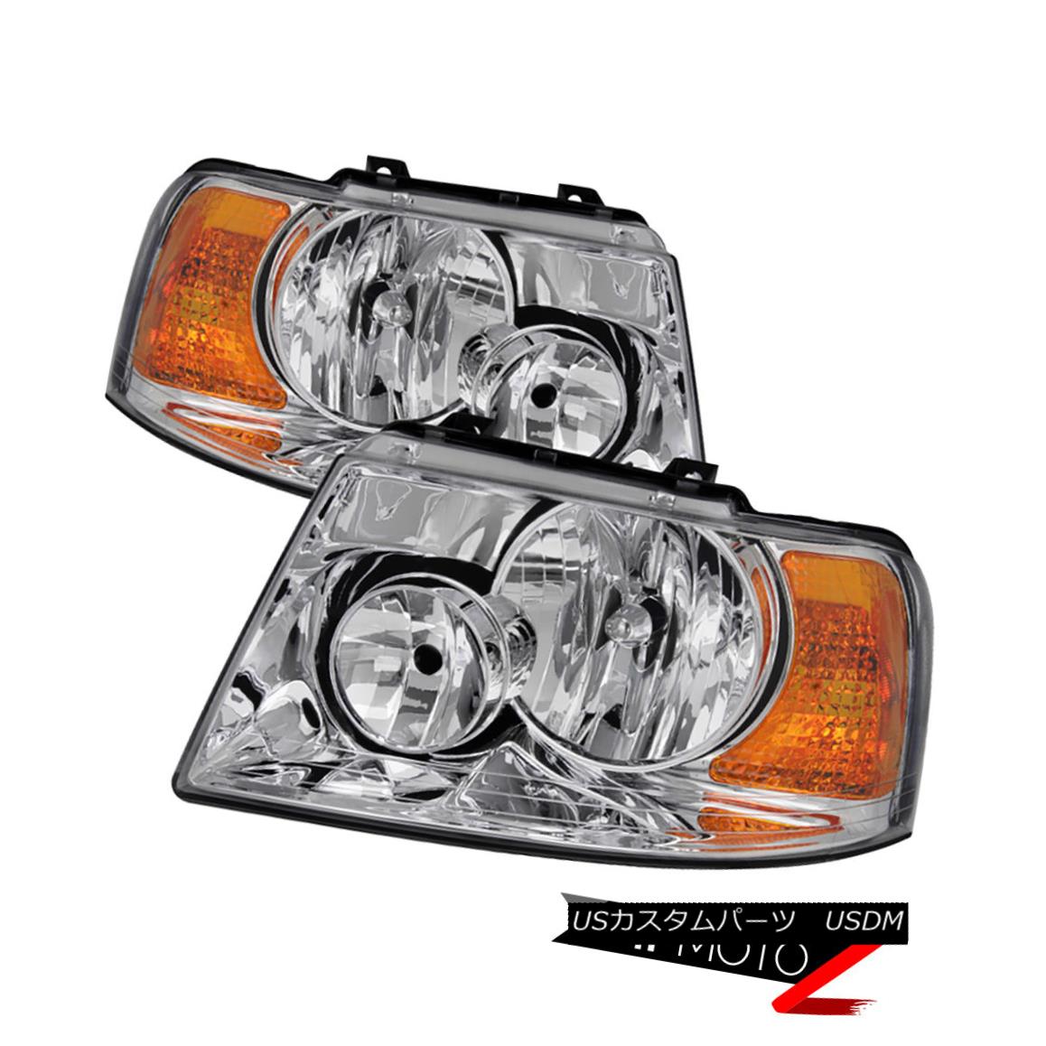 ヘッドライト 2003-2006 Ford Expedition {FACTORY STYLE} Reflector Headlamps Lights Chrome Pair 2003-2006 Ford Expedition {ファクトリースタイル}リフレクターヘッドランプライトクロームペア 【並行輸入品】