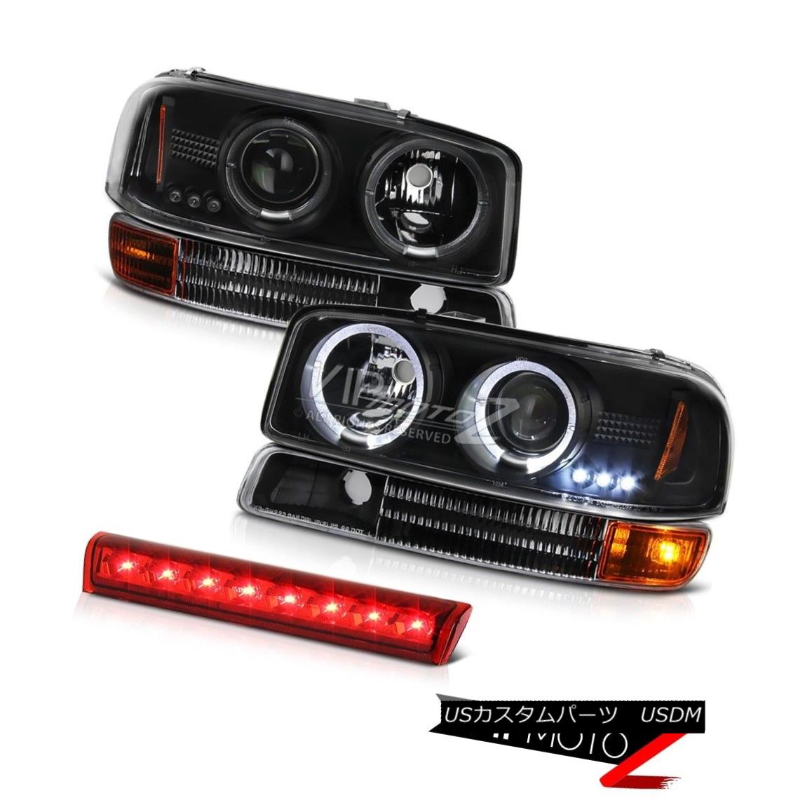 ヘッドライト NEW GMC Angel Eye Projector Headlights Signal Roof Brake LED Red 2000-2006 Yukon NEW GMCエンジェルアイプロジェクターヘッドライト信号屋根ブレーキLEDレッド2000-2006ユーコン 【並行輸入品】