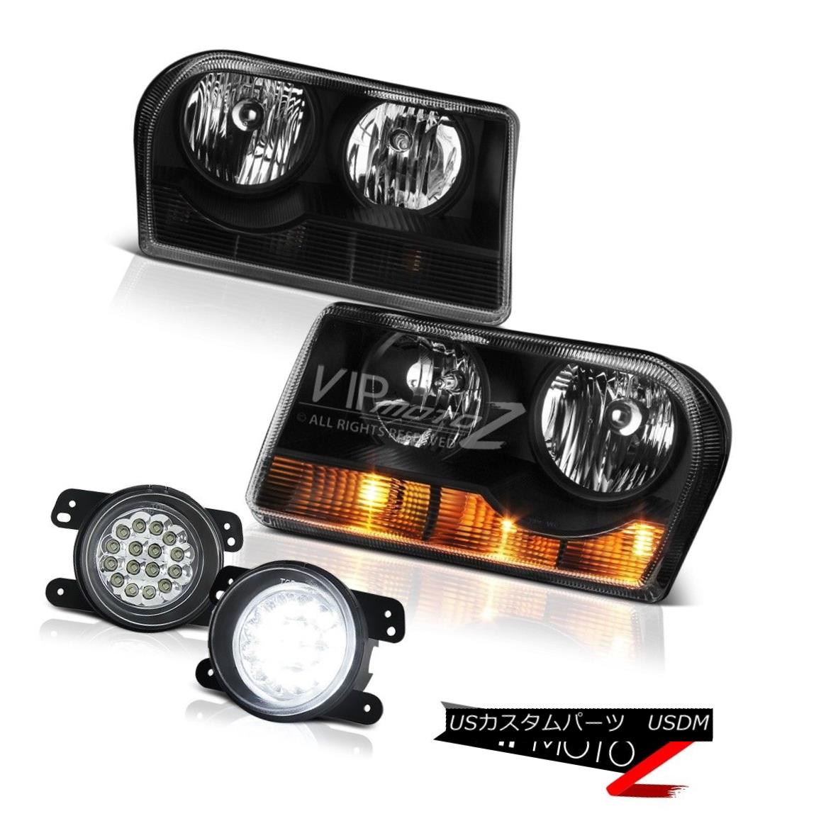 ヘッドライト 05 06 07 08 Chrysler 300 Pair Black Headlights Daytime Running Glass Fog Lamps 05 06 07 08クライスラー300ペアブラックヘッドライトデイタイムランニンググラスフォグランプ 【並行輸入品】