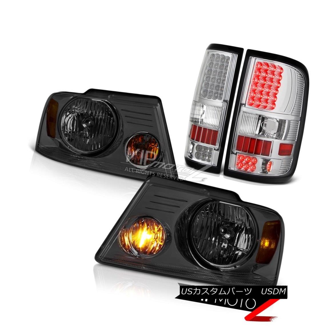 ヘッドライト 04-08 Ford F150 XL Dark Smoke Headlamps Tail Brake Lamps OE Style \
