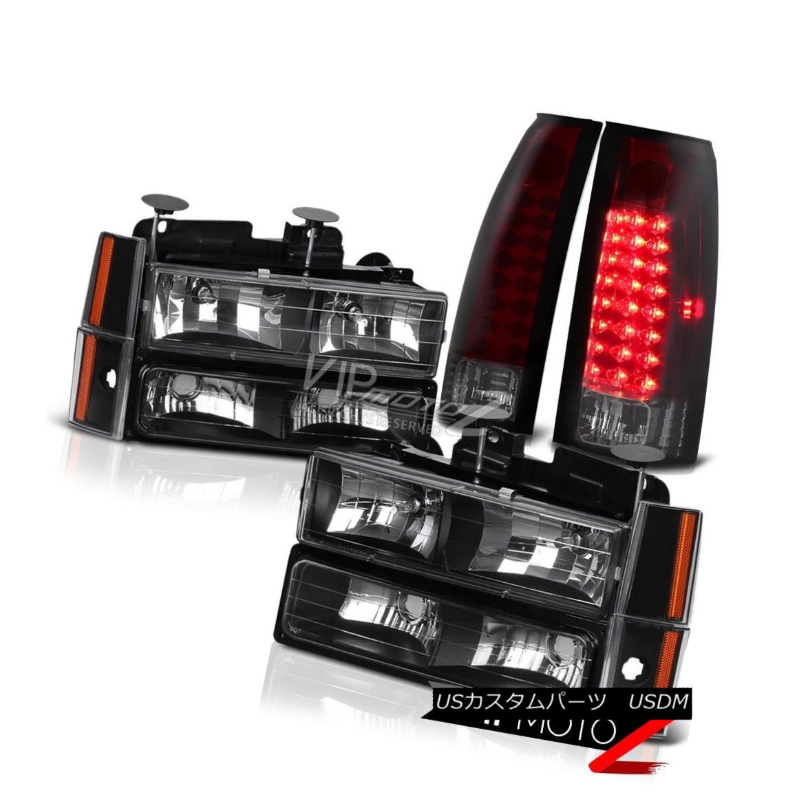 ヘッドライト Chevy Suburban 1500 2500 Black Corner Bumper Headlights LED Tail Lights Lamp Set シボレー郊外1500 2500ブラックコーナーバンパーヘッドライトLEDテールライトランプセット 【並行輸入品】