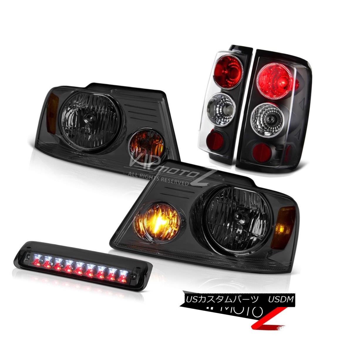 ヘッドライト 04-08 Ford F150 XL Smoked Headlamps Roof Brake Light Matte Black Tail Lamps Euro 04-08 Ford F150 XLスモークヘッドランプルーフブレーキライトマットブラックテールランプユーロ 【並行輸入品】