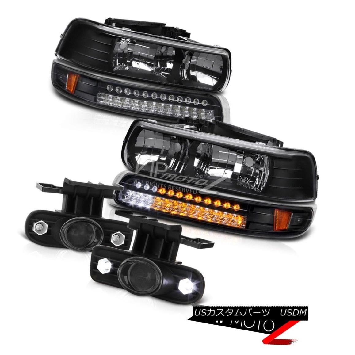 ヘッドライト 99 00 01 02 Silverado Z71 Clear/Black Headlights w LED Bumper DRL Foglights 99 00 01 02 Silverado Z71クリア/ブラックヘッドライトw LEDバンパーDRLフォグライト 【並行輸入品】