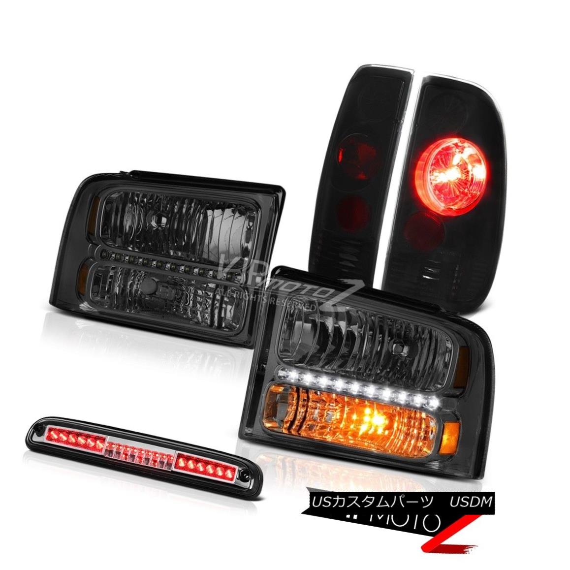 ヘッドライト 05-07 F350 Lariat Dark Headlights Black Smoke Tail Lights Roof Brake LED Chrome 05-07 F350ラリアットダークヘッドライトブラックスモークテールライトルーフブレーキLEDクローム 【並行輸入品】