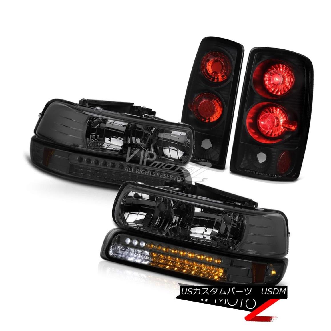 ヘッドライト Crystal Tinted Headlights LED Smoke Bumper Rear Black Taillamps 2000-2006 Tahoe クリスタルティンテッドヘッドライトLEDスモークバンパーリアブラックタイアランプ2000-2006タホ 【並行輸入品】