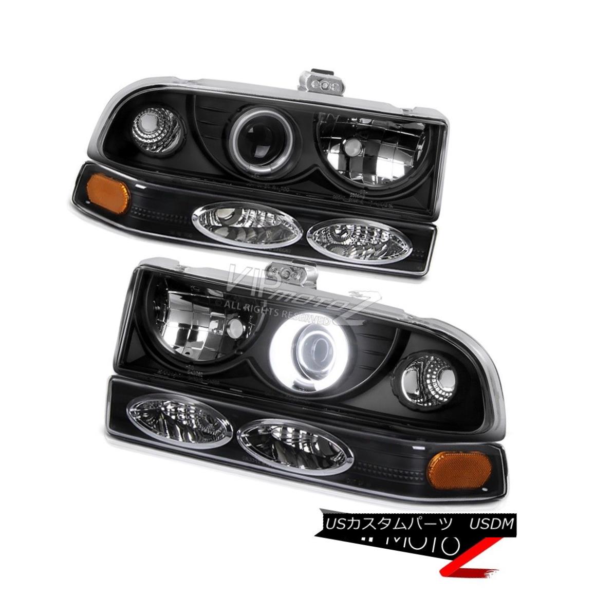 ヘッドライト Black CCFL Angel Eye Halo Projector Headlight+Amber Bumper Lamp 98-04 Blazer S10 ブラックCCFLエンジェルアイハロープロジェクターヘッドライト+ Ambe rバンパーランプ98-04 Blazer S10 【並行輸入品】