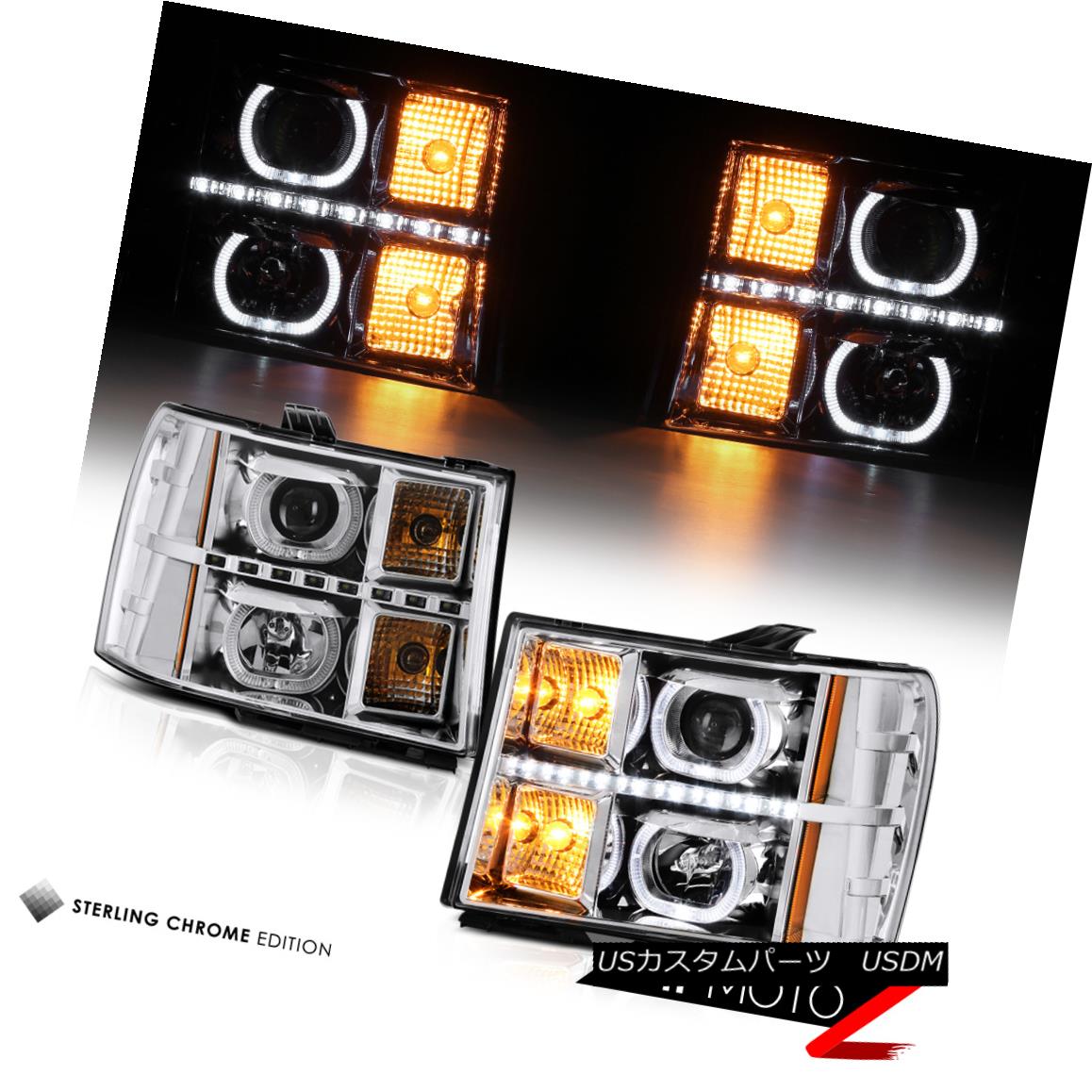 ヘッドライト [STERLING CHROME EDITION] 2007-2013 GMC Sierra Projector Halo SMD Headlights SET [STERLING CHROME EDITION] 2007-2013 GMC SierraプロジェクターHalo SMDヘッドライトセット 【並行輸入品】