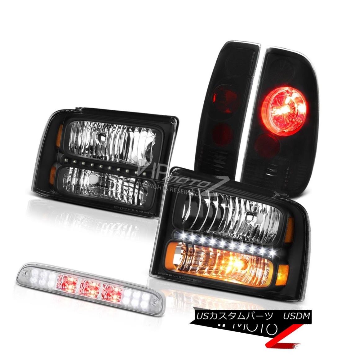 ヘッドライト Black Headlamps Smoke Tail Lights Euro Third Brake LED 05 06 07 F250 Lariat ブラックヘッドランプ煙テールライトユーロサードブレーキLED 05 06 07 F250ラリアット 【並行輸入品】