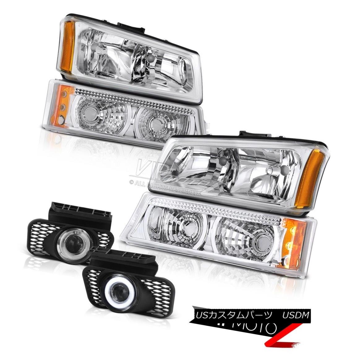 ヘッドライト Factory Style Headlight Euro Chrome Bumper Lights 03 04 Silverado Projector Fog 工場スタイルのヘッドライトユーロクロムバンパーライト03 04シルバラードプロジェクターフォグ 【並行輸入品】