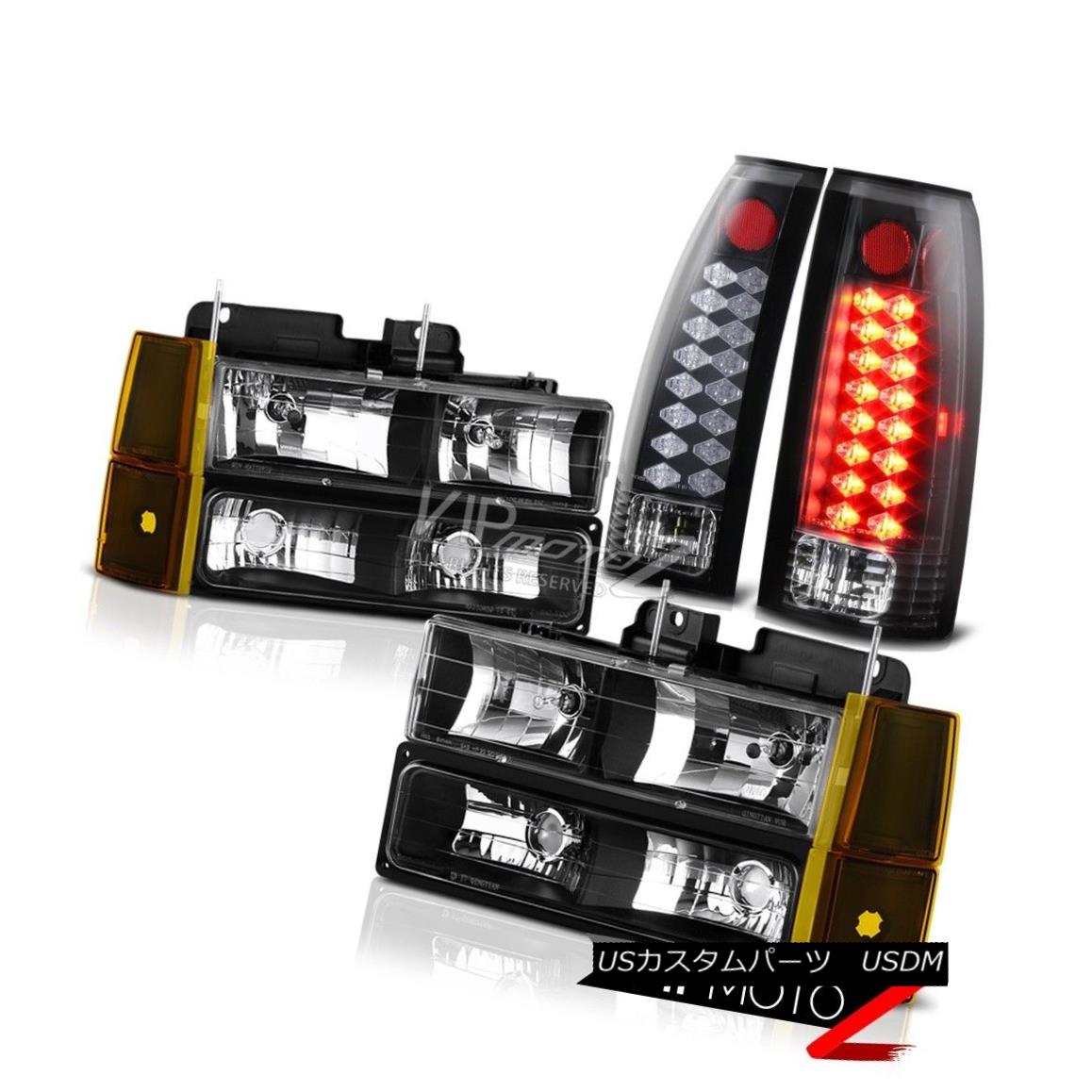 ヘッドライト 94-98 Sierra 3500 Inky Black Tail Lamps Headlamps Corner LED SMD \