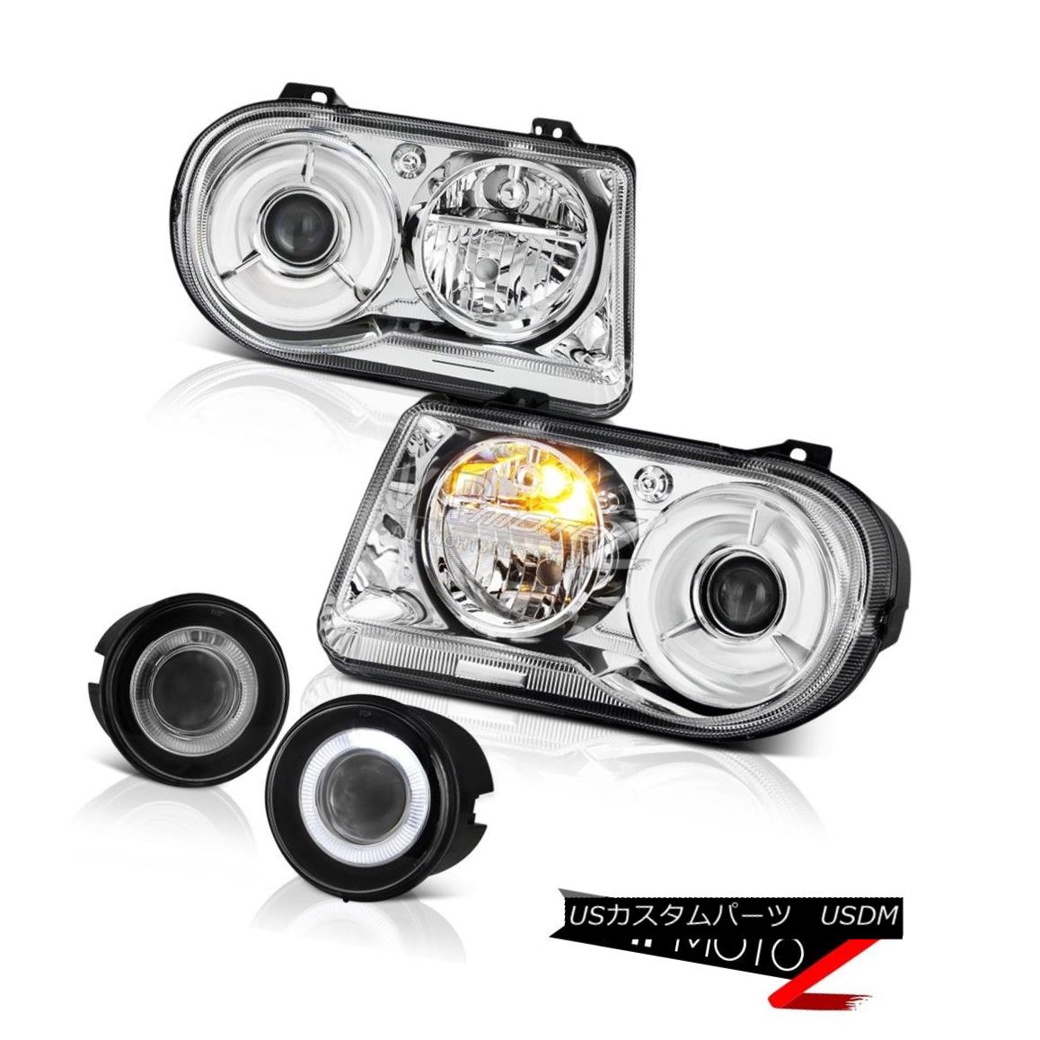 ヘッドライト 05-07 Chrysler 300C 6.1L Chrome Headlights Clear Headlamps Projector Foglights 05-07クライスラー300Cクロームヘッドライトクリアヘッドランププロジェクターフォグライト 【並行輸入品】