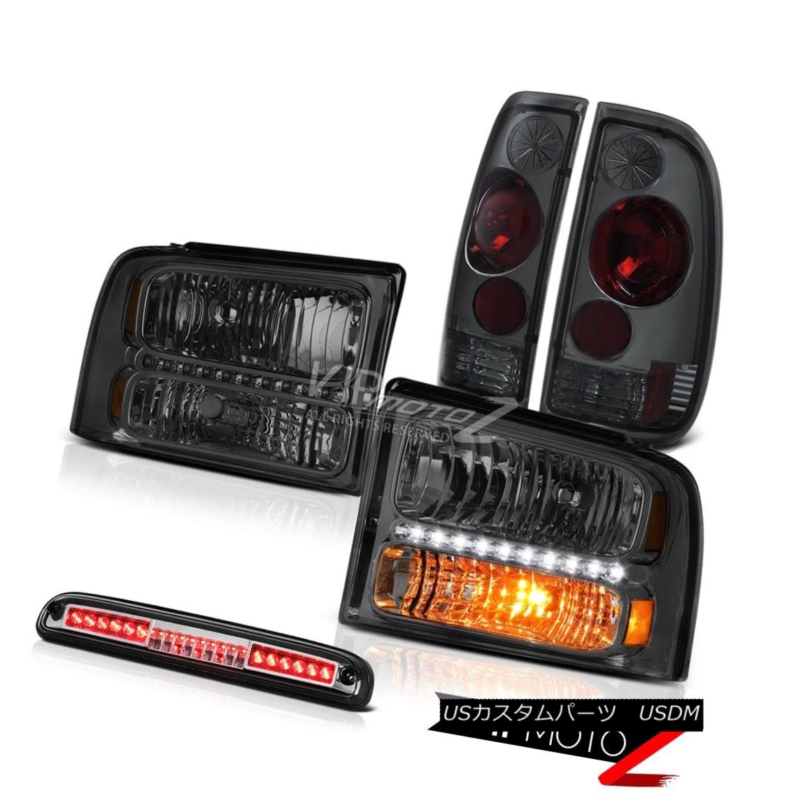ヘッドライト 05-07 F350 Lariat Pair Smoke Headlamps Tinted Tail Lights High Brake Cargo LED 05-07 F350ラリアートペアスモークヘッドランプティンテッドテールライトハイブレーキカーゴLED 【並行輸入品】