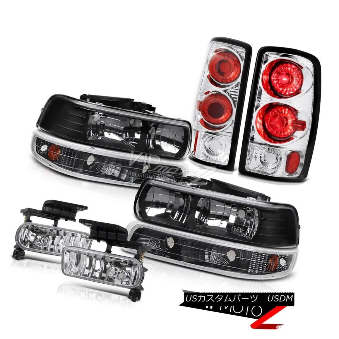 ヘッドライト Black Headlights Turn Signal Rear Tail Lights Chrome Fog 2000-2006 Suburban 2500 ブラックヘッドライトターン信号リアテールライトクロムフォグ2000-2006郊外2500 【並行輸入品】