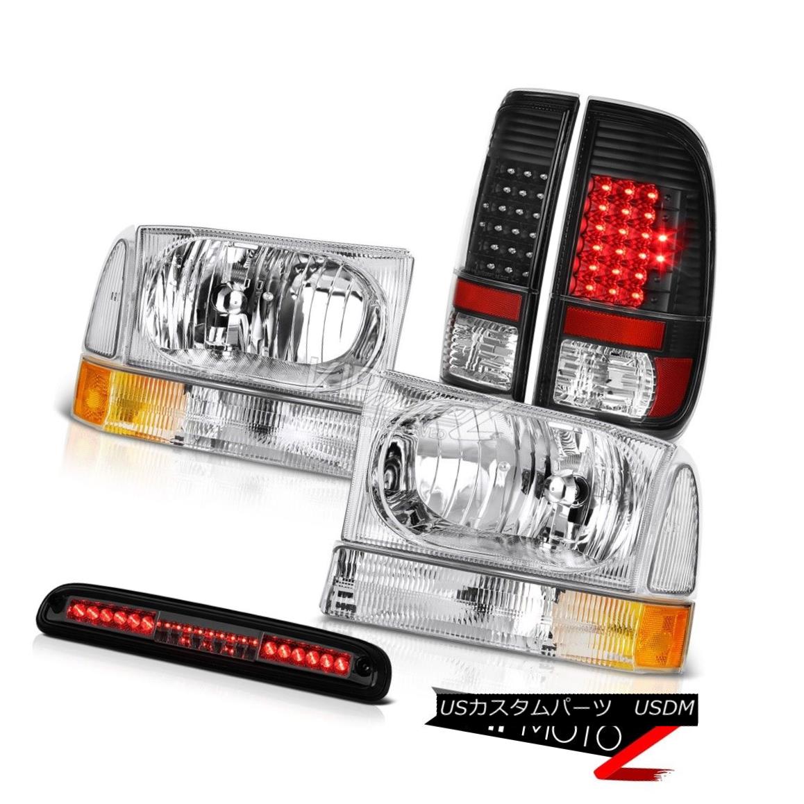 ヘッドライト 99-04 F250 Turbo Diesel Pair Chrome Headlights LED Black Taillights Tinted 3rd 99-04 F250ターボディーゼルペアクロームヘッドライトLEDブラックテイルライト 【並行輸入品】