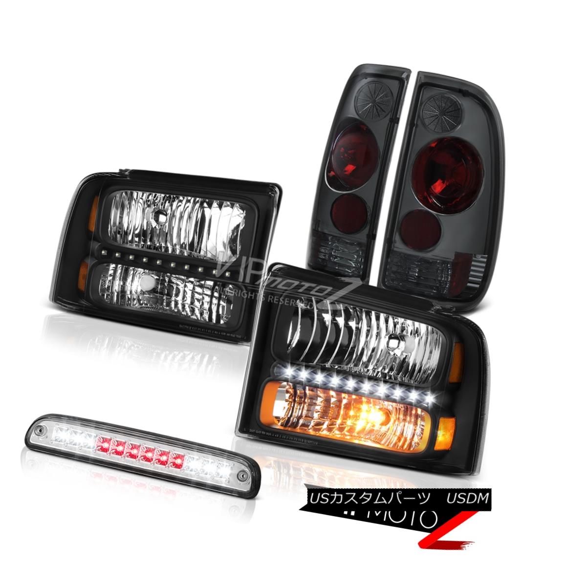 ヘッドライト 05-07 Ford F350 Satin Black Headlamps Rear Signal Tail Lights Euro 3rd Brake LED 05-07 Ford F350サテンブラックヘッドランプリアシグナルテールライトユーロ第3ブレーキLED 【並行輸入品】