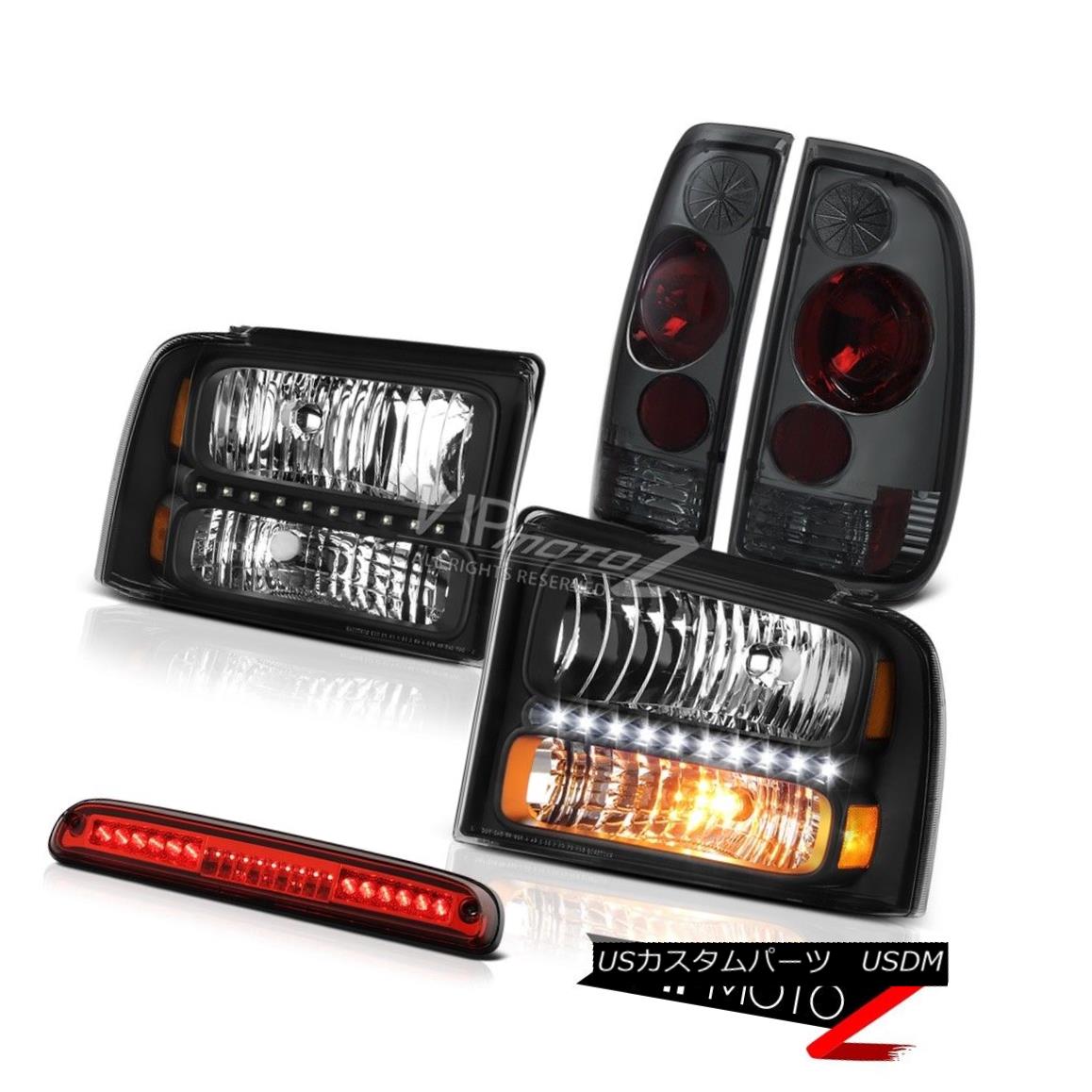ヘッドライト 2005 2006 2007 F350 Pair Black Headlights Tinted Tail Lights Roof Brake LED Red 2005 2006 2007 F350ペアブラックヘッドライト着色テールライトルーフブレーキLEDレッド 【並行輸入品】