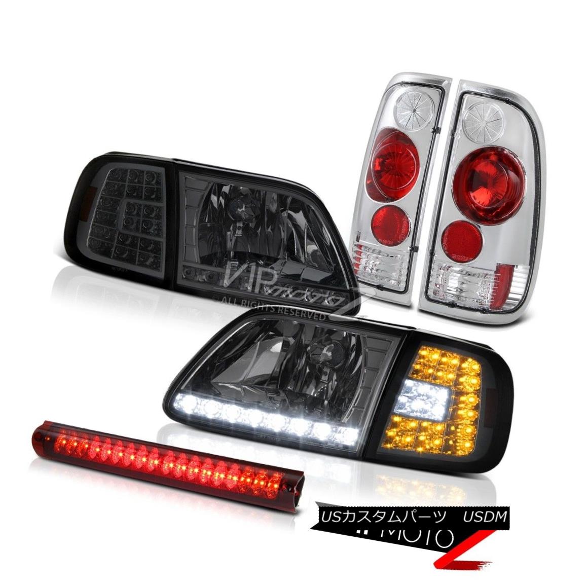 ヘッドライト 1997-2003 F150 Lariat Corner LED Headlights Chrome Rear Tail Lamps High Stop Red 1997-2003 F150ラリアートコーナーLEDヘッドライトクロームリアテールランプハイストップレッド 【並行輸入品】