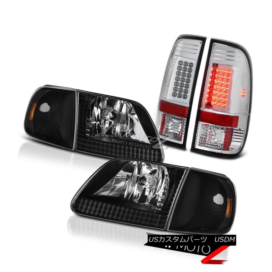 ヘッドライト 1997-2003 Ford F150 Diamond Black Headlights Corner \