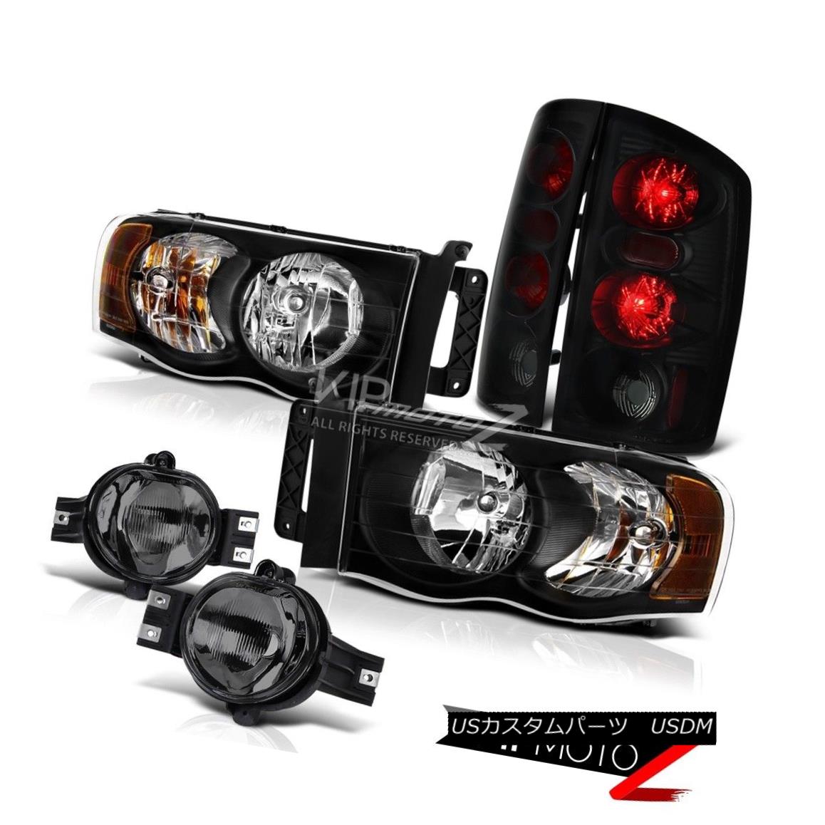 ヘッドライト 2002-05 Ram Black Projector Headlamp+Dark Smoke LED Tail Light+Tinted Fog Lights 2002-05ラム・ブラック・プロジェクター・ヘッドランプ+ダーク・スモークLEDテールライト+ティンテッドフォグライト 【並行輸入品】