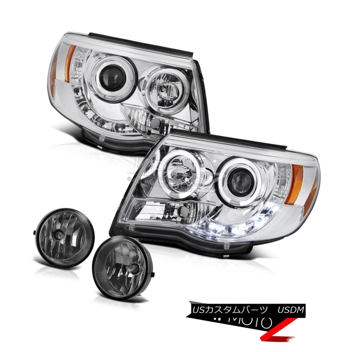 ヘッドライト 2005-2011 Tacoma Euro Chrome Angel Eye Projector Halo LED Headlights Tinted Fog 2005-2011タコマユーロクロームエンジェルアイプロジェクターHalo LEDヘッドライト 【並行輸入品】