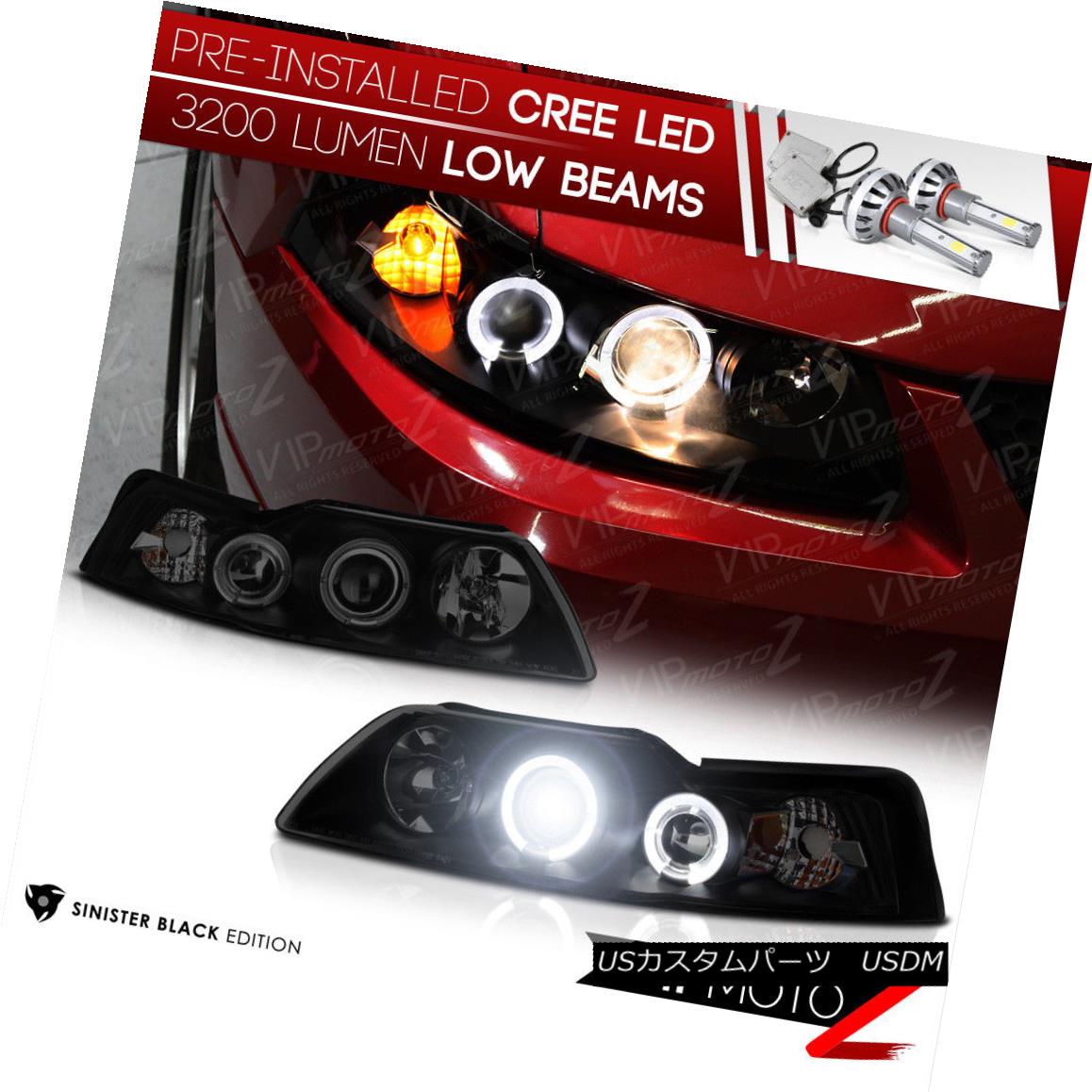 ヘッドライト !Built-In LED Low Beam! 1999-2004 Ford Mustang GT Cobra Headlights DARKEST SMOKE ！内蔵LED低ビーム！ 1999-2004フォード・マスタングGTコブラヘッドライトダークスト・SMOKE 【並行輸入品】