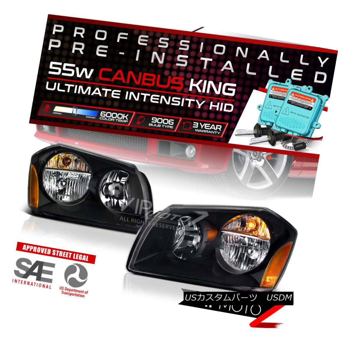 ヘッドライト {BUILT-IN HID LOW BEAM} 2005-2007 Dodge Magnum Black Front Headlights LEFT+RIGHT {HID LIGHT BEAMを内蔵} 2005-2007 Dodge MagnumブラックフロントヘッドライトLEFT + RIGHT 【並行輸入品】