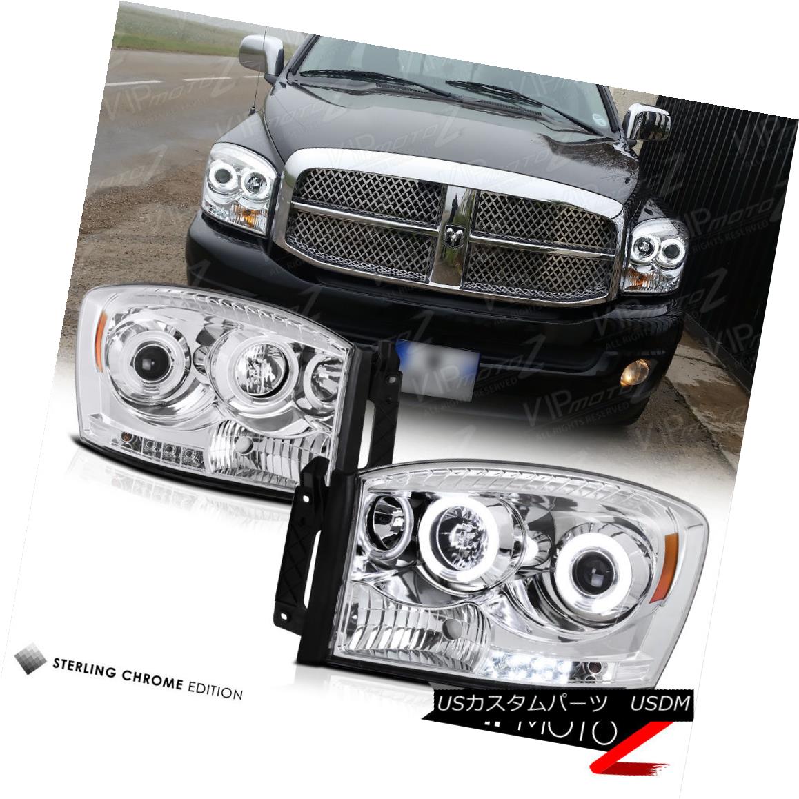 ヘッドライト 06-08 Dodge RAM 1500 CCFL Angel Eye Euro Chrome Projector Headlight Left+Right 06-08ダッジRAM 1500 CCFLエンジェルアイユーロクロームプロジェクターヘッドライト左+右 【並行輸入品】