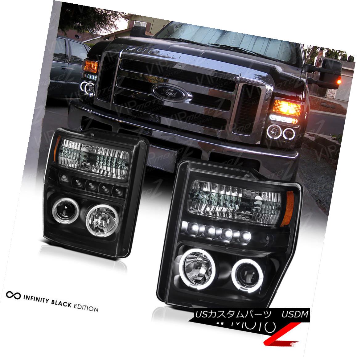 ヘッドライト 2008-2010 Ford F250 F350 F450 SD Black Halo LED Projector Headlight Headlamp L+R 2008-2010 Ford F250 F350 F450 SDブラックハローLEDプロジェクターヘッドライトヘッドランプL + R 【並行輸入品】