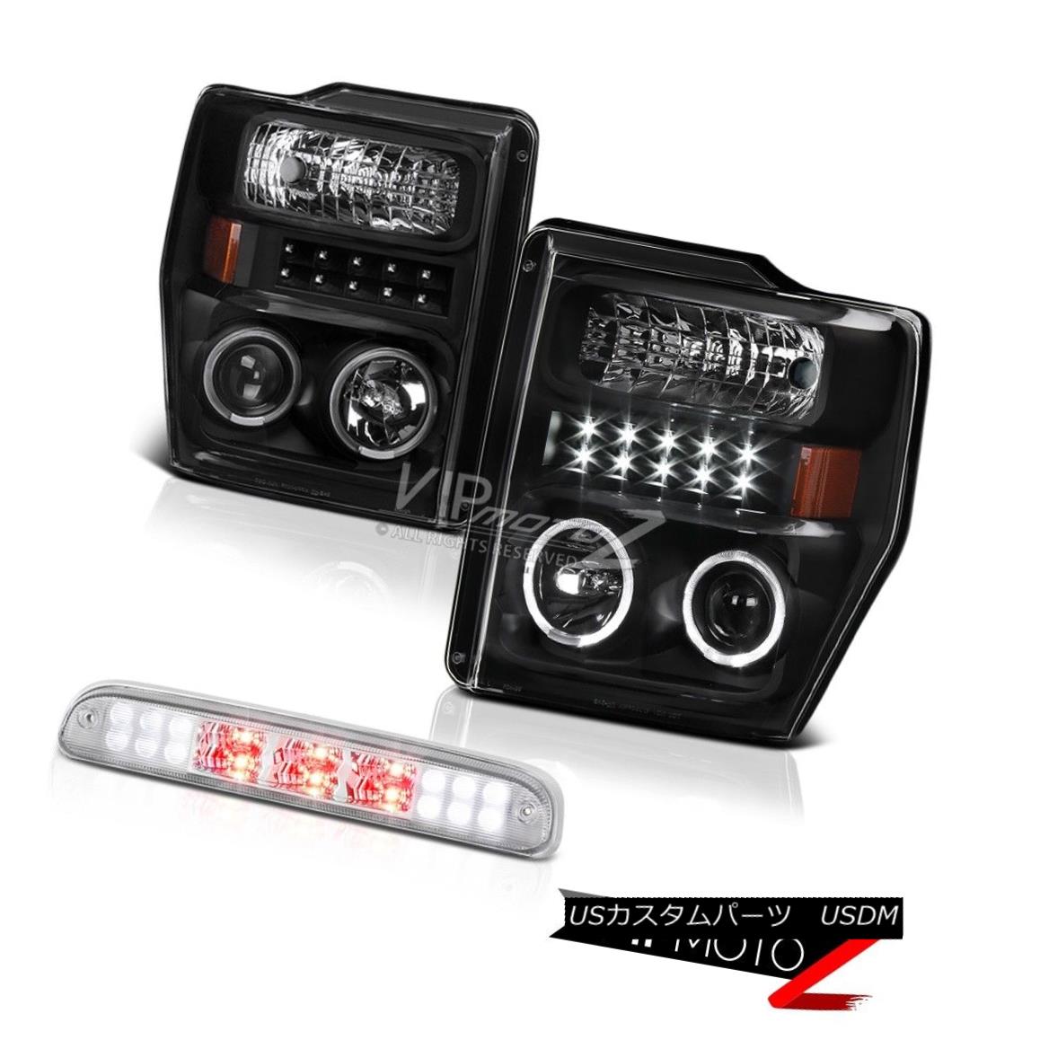 ヘッドライト 08 09 10 Ford F350 6.3L DRL LED Halo Projector Headlights Euro Third Brake Lamp 08 09 10フォードF350 6.3L DRL LEDハロープロジェクターヘッドライトユーロ第3ブレーキランプ 【並行輸入品】