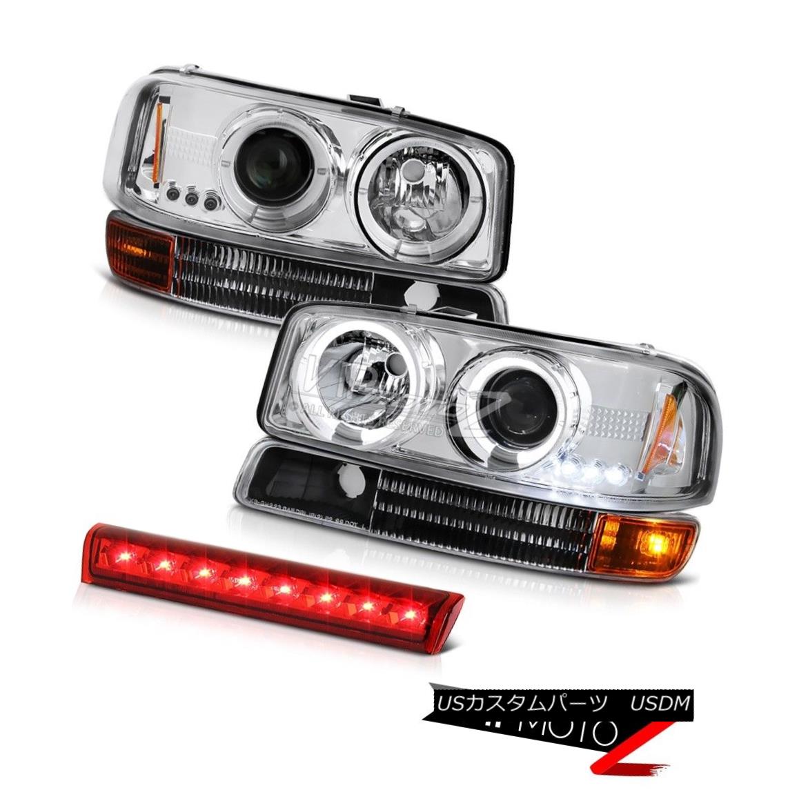 ヘッドライト Onyx Black Parking Red LED Cargo Brake 2000-2006 Yukon Clear Headlights Halo DRL オニキスブラックパーキングレッドLEDカーゴブレーキ2000-2006ユーコンクリアヘッドライトHalo DRL 【並行輸入品】
