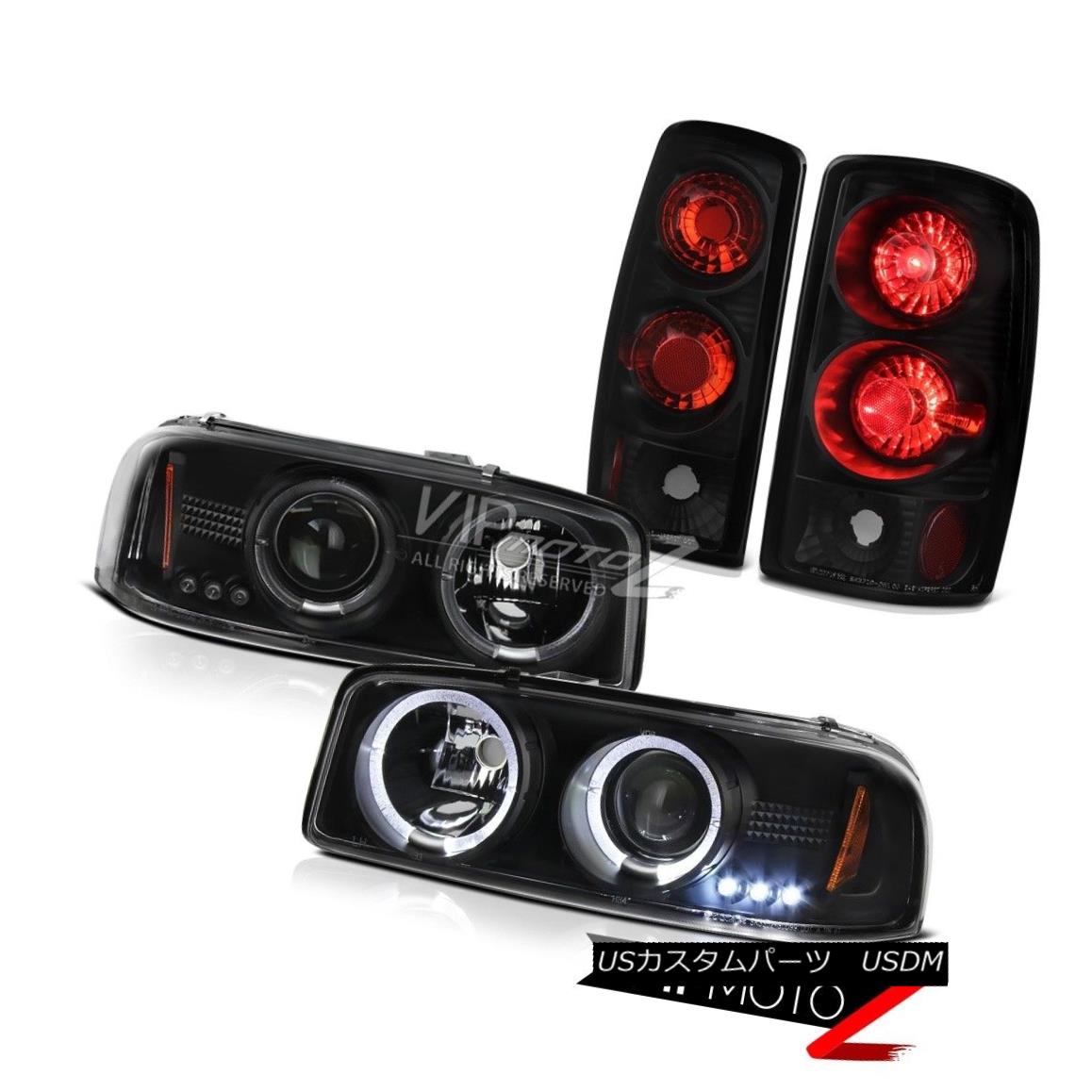 ヘッドライト Matte Black 00-06 Yukon Halo Projector Headlight Headlamp Rear Tail Lights Pair マットブラック00-06ユーコンヘイロープロジェクターヘッドライトヘッドランプリアテールライトペア 【並行輸入品】