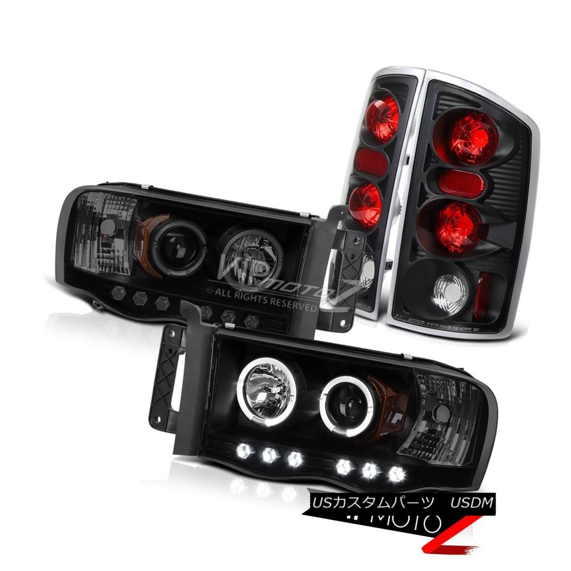 ヘッドライト 02 03 04 05 Ram PowerTech 4.7L ST Black Smoke Angel Eye Headlight Clear Tail Lam 02 03 04 05ラムパワーテック4.7L STブラックスモークエンジェルアイヘッドライトクリアテールラム 【並行輸入品】