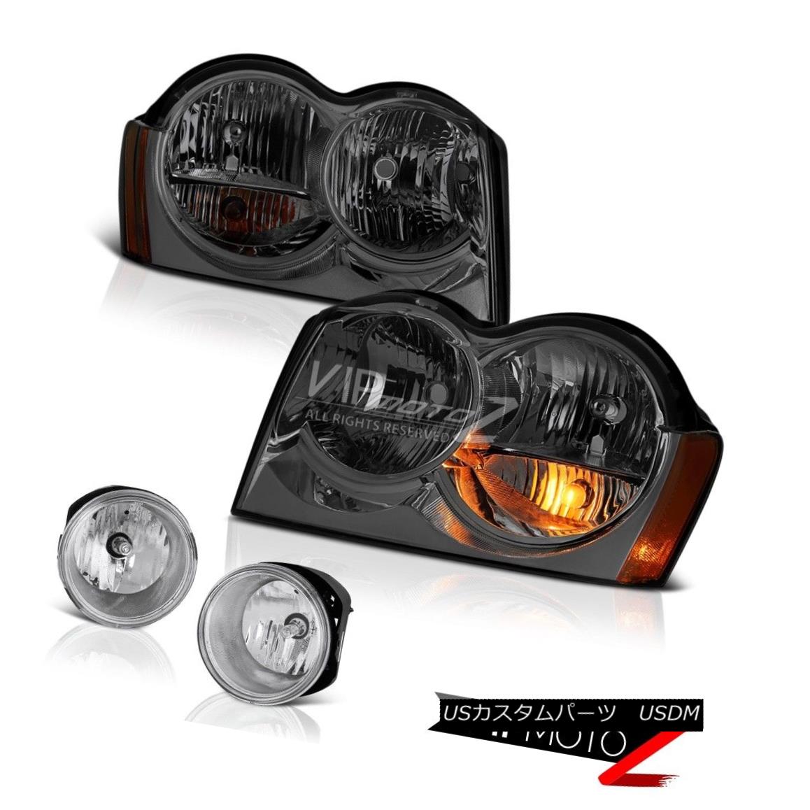 ヘッドライト 05-07 Jeep Grand Cherokee WK Smoked Headlamps Foglamps Factory Style Replacement 05-07ジープグランドチェロキーWKスモークヘッドランプフォグランプファクトリースタイルの交換 【並行輸入品】
