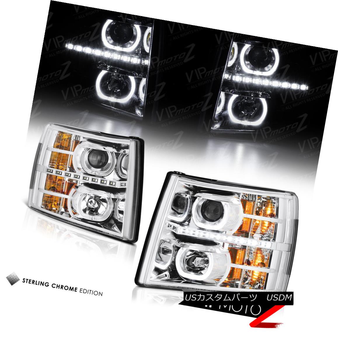 ヘッドライト 2007-2013 Chevy Silverado 1500 2500 3500 HD Chrome Angel Eye DRL SMD Headlights 2007-2013 Chevy Silverado 1500 2500 3500 HDクロームエンジェルアイDRL SMDヘッドライト 【並行輸入品】