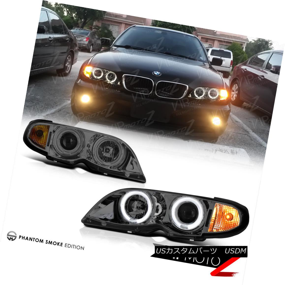 ヘッドライト BMW E46 3-SERIES 4DR 02-05 Smoke Euro Halo Projector Headlight Lamps Amber Set BMW E46 3-SERIES 4DR 02-05スモークユーロハロープロジェクターヘッドライトランプアンバーセット 【並行輸入品】